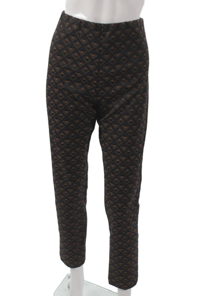 D. Exterior Womens Ankle Pants Black Argyle Pull On Size 42