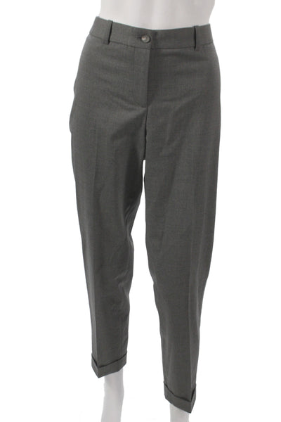Fabiana Filippi Womens Ankle Pants Gray Merino Wool Button Size S