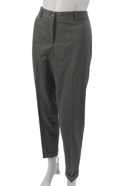 Fabiana Filippi Womens Ankle Pants Gray Merino Wool Button Size S
