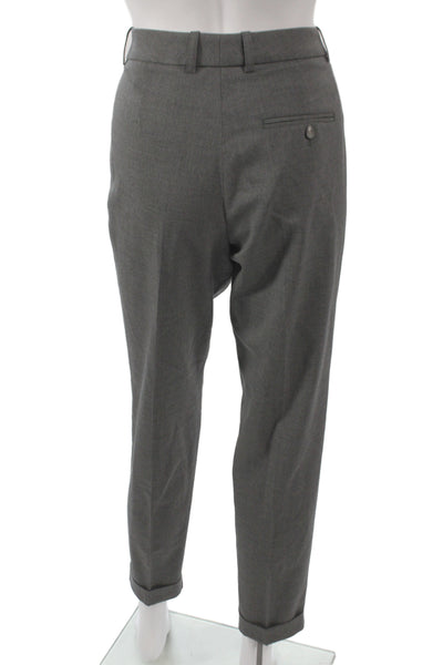 Fabiana Filippi Womens Ankle Pants Gray Merino Wool Button Size S