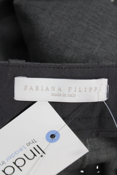 Fabiana Filippi Womens Ankle Pants Gray Merino Wool Button Size S