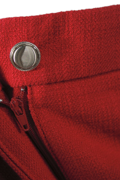 Marella Women Cropped Red Cotton Pants Button Closure Size 14