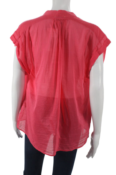 Forte Forte Women Basic Pink Collared Short Sleeve Blouse 70% Cotton Size S