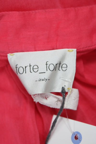 Forte Forte Women Basic Pink Collared Short Sleeve Blouse 70% Cotton Size S