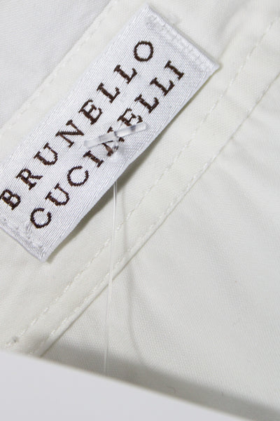 Brunello Cucinelli Women Gray Colorblock Cotton Collared Button-Up Top Size M