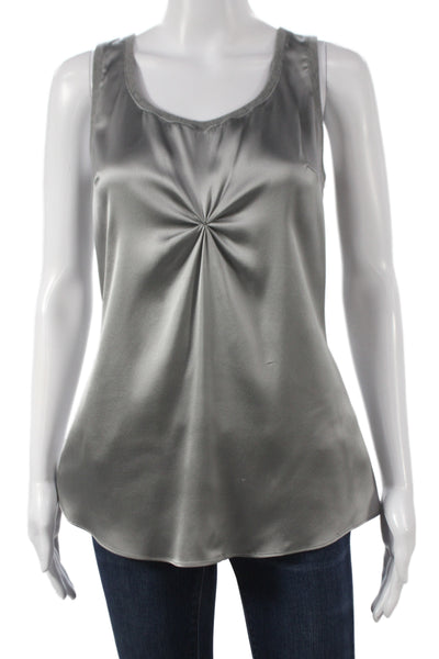 Rivamonti Women Camisole Gray Scoop Neck 96% Silk Sleeveless Size M