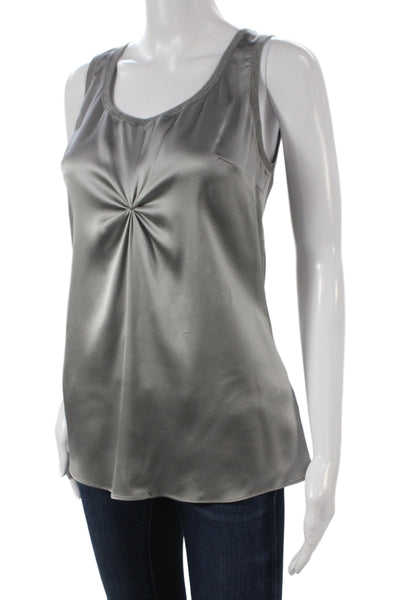 Rivamonti Women Camisole Gray Scoop Neck 96% Silk Sleeveless Size M