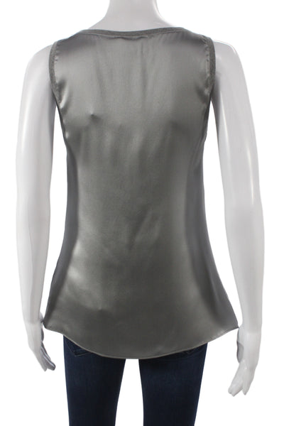 Rivamonti Women Camisole Gray Scoop Neck 96% Silk Sleeveless Size M