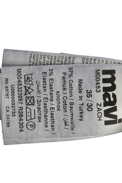 Mavi Mens Straight Jeans Blue Cotton Button Size 35