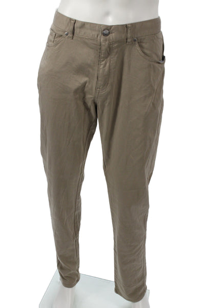 Peter Millar Mens Chino Pants Brown Button 72% Cotton Size 35