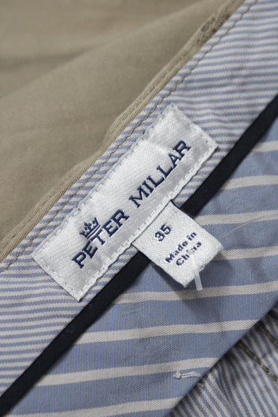 Peter Millar Mens Chino Pants Brown Button 72% Cotton Size 35