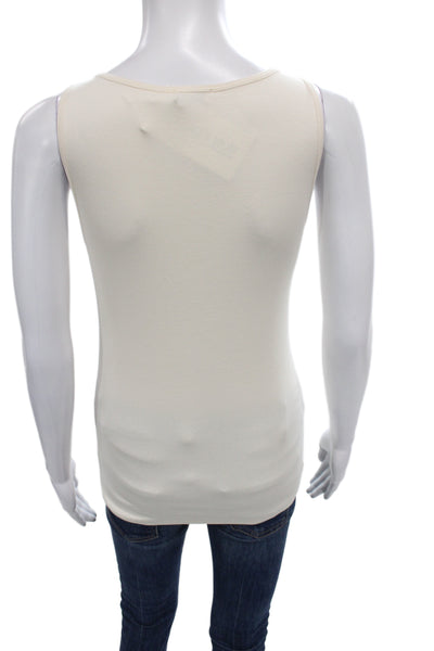 Brunello Cucinelli Womens Ivory Cotton Scoop Neck Sleeveless Basic Tank Size M