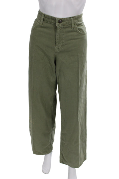 The Row Women Chino Pants Green 100% Cotton Button Inseam 32 Size 4