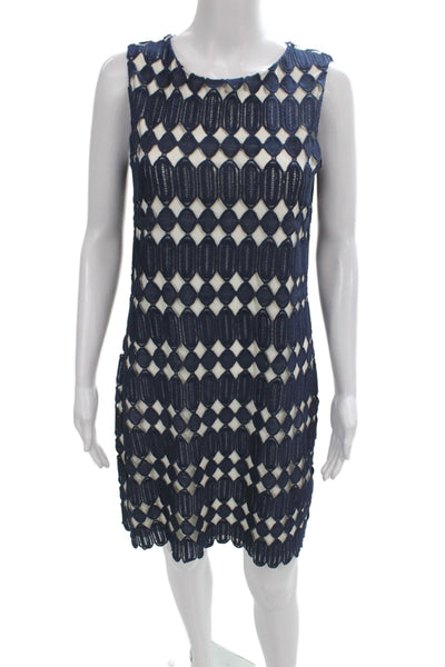 Belle Badgley Mischka Women Sheath Dress Blue Sleeveless Knee Length Size 4
