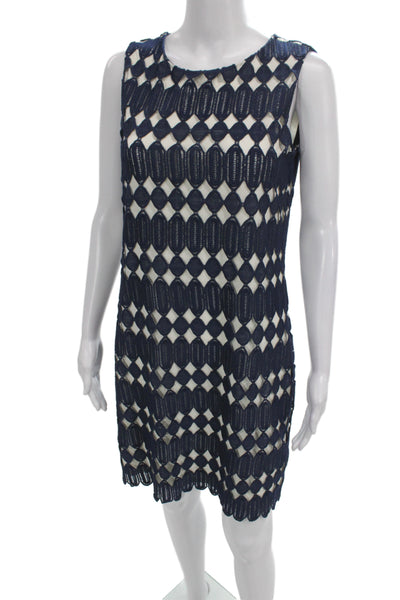 Belle Badgley Mischka Women Sheath Dress Blue Sleeveless Knee Length Size 4