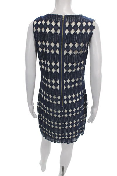Belle Badgley Mischka Women Sheath Dress Blue Sleeveless Knee Length Size 4