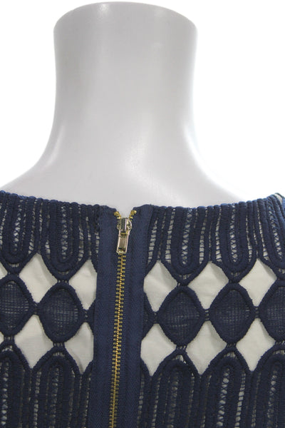 Belle Badgley Mischka Women Sheath Dress Blue Sleeveless Knee Length Size 4