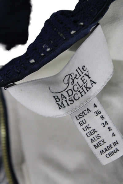 Belle Badgley Mischka Women Sheath Dress Blue Sleeveless Knee Length Size 4