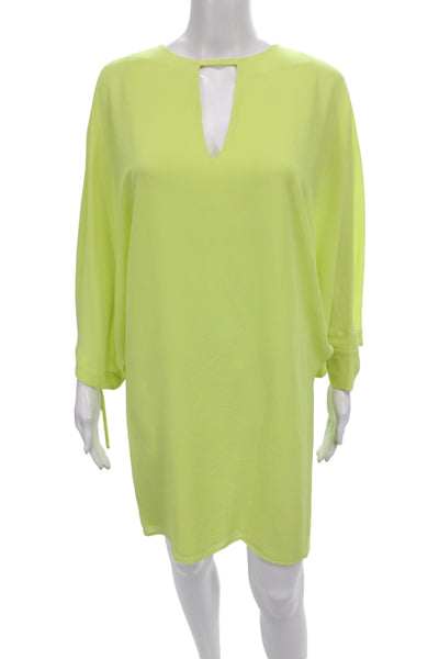 Belle Badgley Mischka Women Shift Dress Yellow V-Neck 3/4 Sleeve Size 4