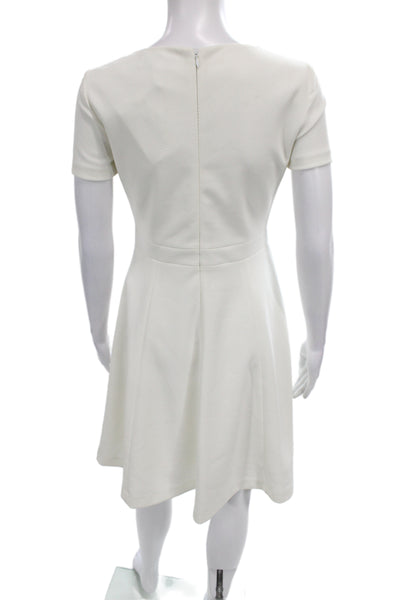 Belle Badgley Mischka Women Fit & Flare Dress Ivory Short Sleeve Zip Size 4