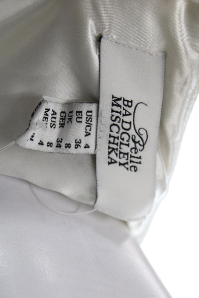 Belle Badgley Mischka Women Fit & Flare Dress Ivory Short Sleeve Zip Size 4