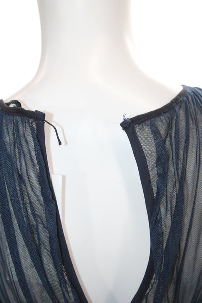 Belle Badgley Mischka Women Blue Sequin Floral Sheath Dress Sleeveless Size 4