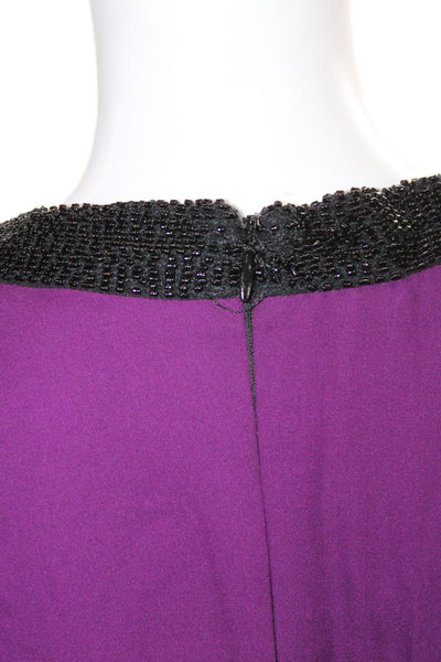 Belle Badgley Mischka Women Wrap Dress Purple V Neck Long Sleeve Size 4