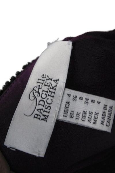 Belle Badgley Mischka Women Wrap Dress Purple V Neck Long Sleeve Size 4