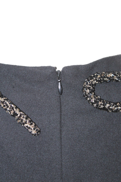 Badgley Mischka Womens Black Beaded Sheath Dress Wool Knee Length Size 6