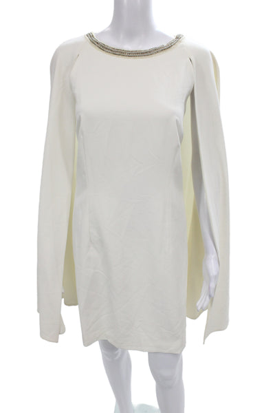 Belle Badgley Mischka Women Sheath Dress Ivory Sleeveless Knee Length Size 4