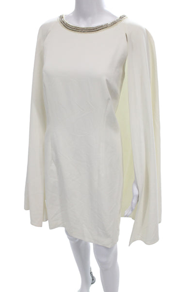 Belle Badgley Mischka Women Sheath Dress Ivory Sleeveless Knee Length Size 4