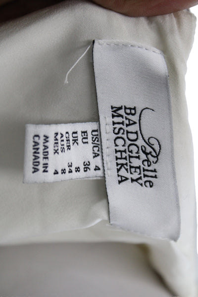 Belle Badgley Mischka Women Sheath Dress Ivory Sleeveless Knee Length Size 4