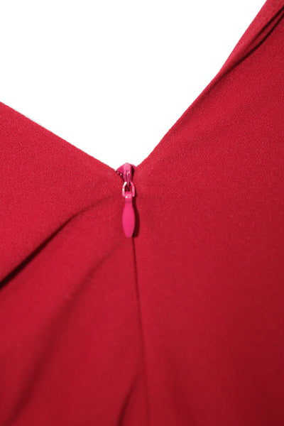 Belle Badgley Mischka Womens Red A-Line Dress Long Sleeve Knee-Length Size 4