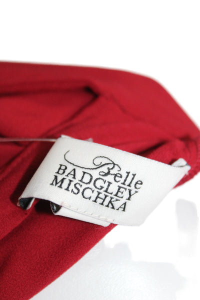 Belle Badgley Mischka Womens Red A-Line Dress Long Sleeve Knee-Length Size 4