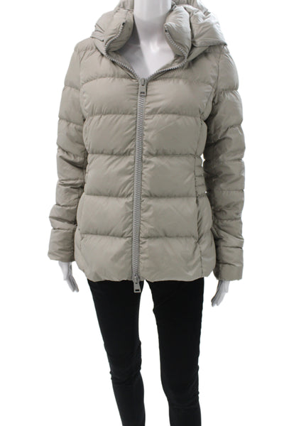Herno Womens Gray Down Puffer Jacket Zip Casual Winter Size S