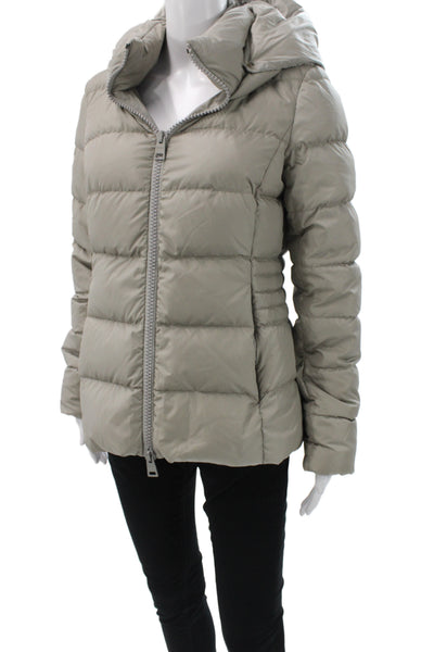Herno Womens Gray Down Puffer Jacket Zip Casual Winter Size S