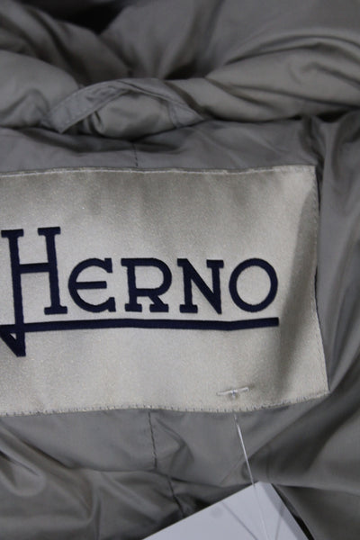Herno Womens Gray Down Puffer Jacket Zip Casual Winter Size S