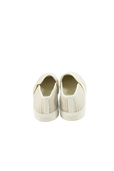 Vince Womens Textured Woven Round Toe Platform Slip-On Shoes Beige Size 6.5