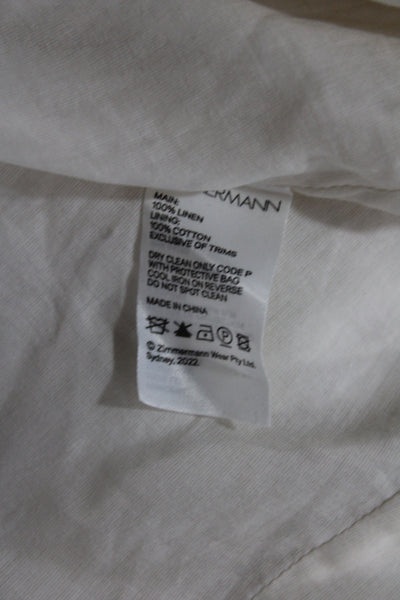 Zimmermann Womens Jumpsuit Ivory Linen Sleeveless Floral Round Neck Zip Size 0