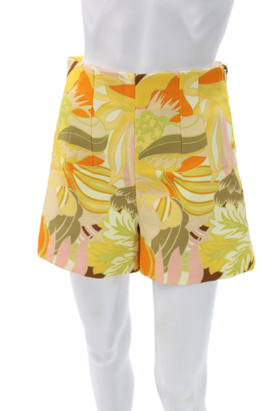 Zara Womens Hot Pants Floral Multicolor Polyester Zip Summer Size S