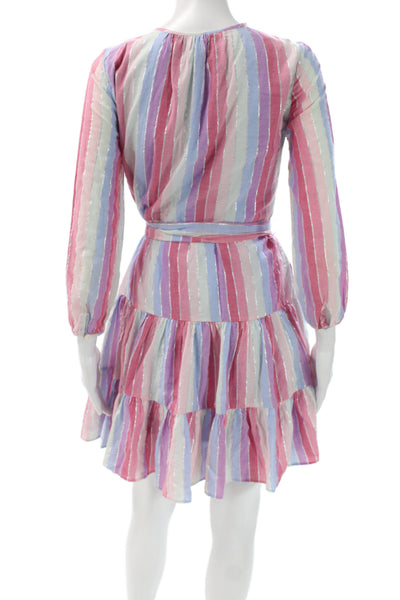 J Crew Women Shirt Dress Blue Striped Long Sleeve Button Knee Length Size 2XS