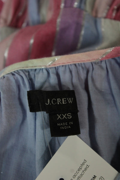J Crew Women Shirt Dress Blue Striped Long Sleeve Button Knee Length Size 2XS