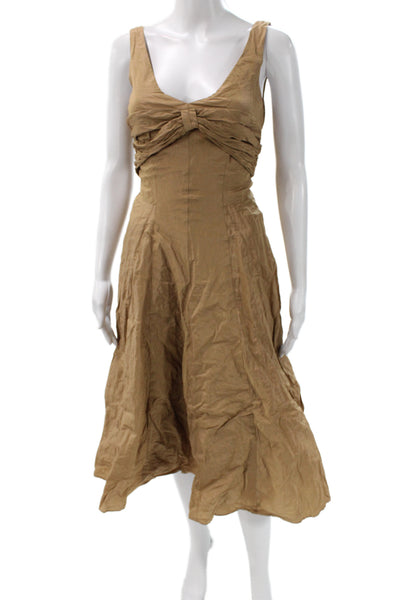 Nicole Miller Collection Womens Fit & Flare Brown Midi Dress Sleeveless Size 0