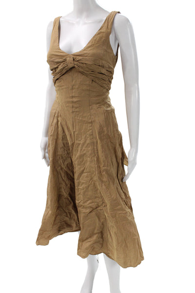 Nicole Miller Collection Womens Fit & Flare Brown Midi Dress Sleeveless Size 0