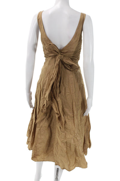 Nicole Miller Collection Womens Fit & Flare Brown Midi Dress Sleeveless Size 0