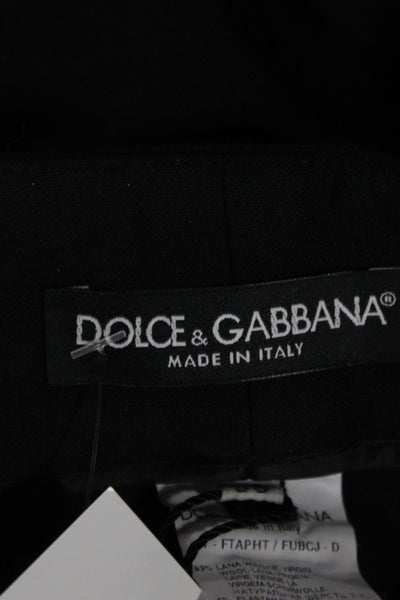 Dolce & Gabbana Women Ankle Pants Black Virgin Wool Button Size 38