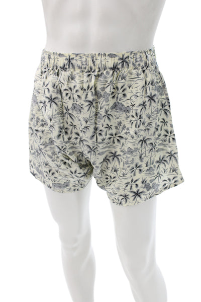Khai Silk Mens Boxer Shorts Ivory 100% Silk Floral Tropical Size L
