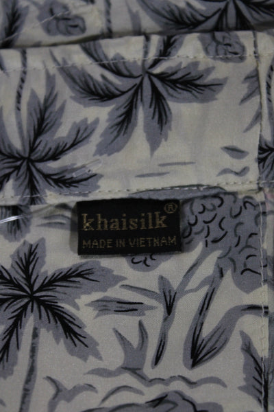 Khai Silk Mens Boxer Shorts Ivory 100% Silk Floral Tropical Size L