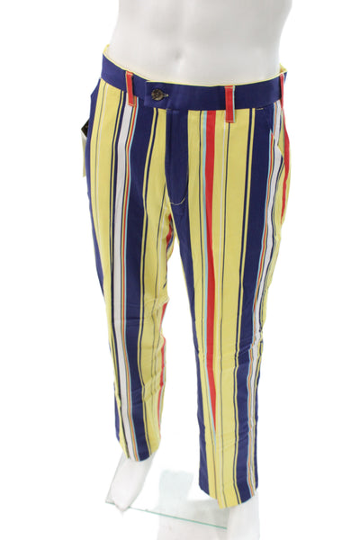 Loud Mouth Mens Dress Pants Blue Striped Cotton Golf Size 32