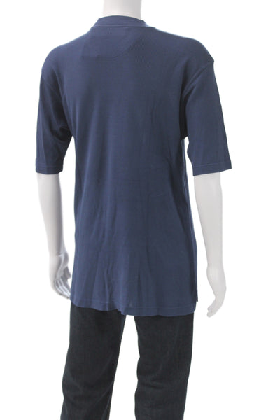 Jhane Barnes Mens Basic Mock Neck Solid Blue T-Shirt Size M